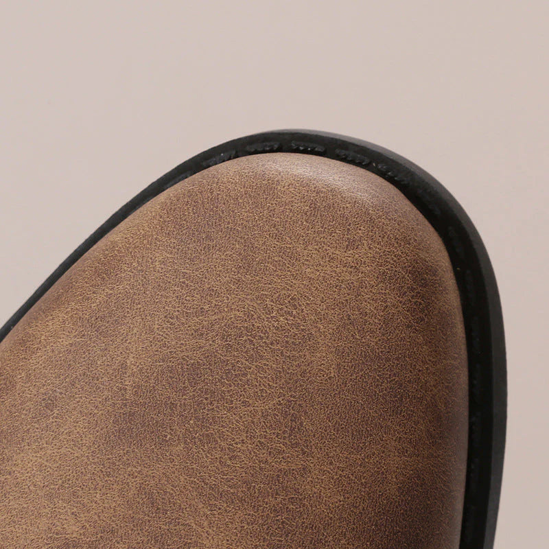 Buckle-Accented Mid-Calf Flat Boots I1729