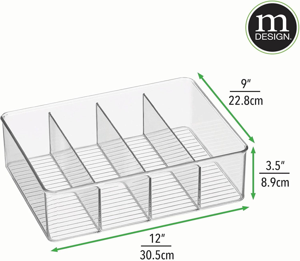 Clear Plastic 4 Divided Sections Storage Bin Box 2 Pack L440261