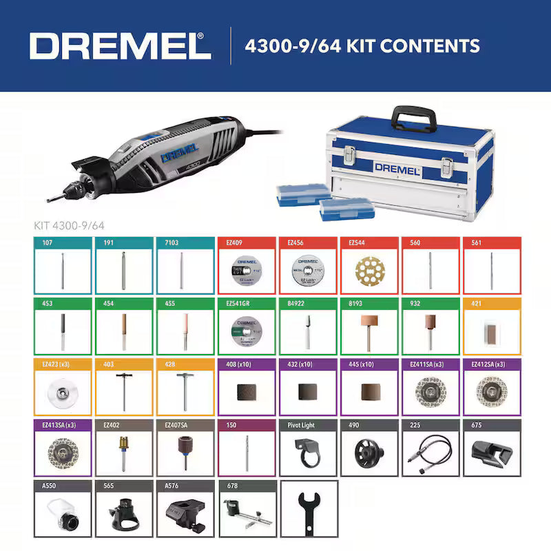 Variable Speed Corded Rotary Tool Kit with 64 Accessories P420260