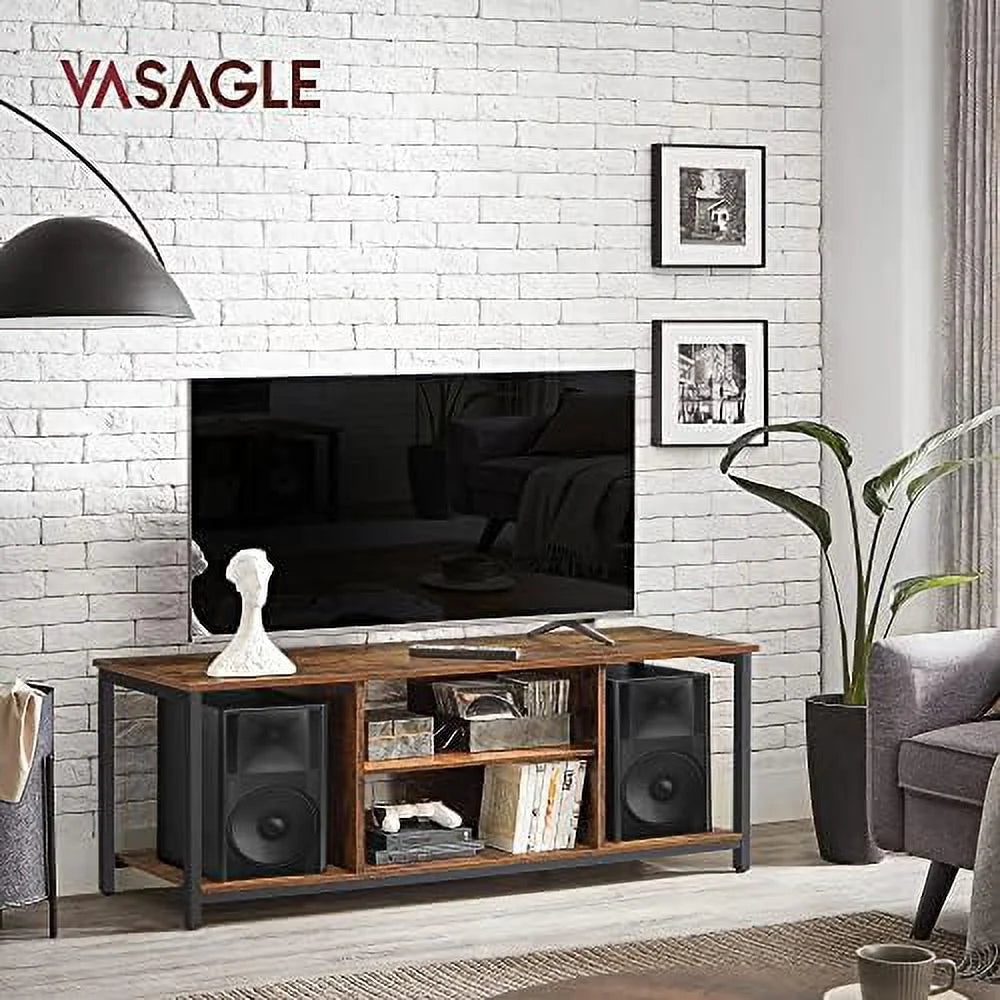 Rustic Brown and Black TV Stand up to 55 Inches with Shelving K47715