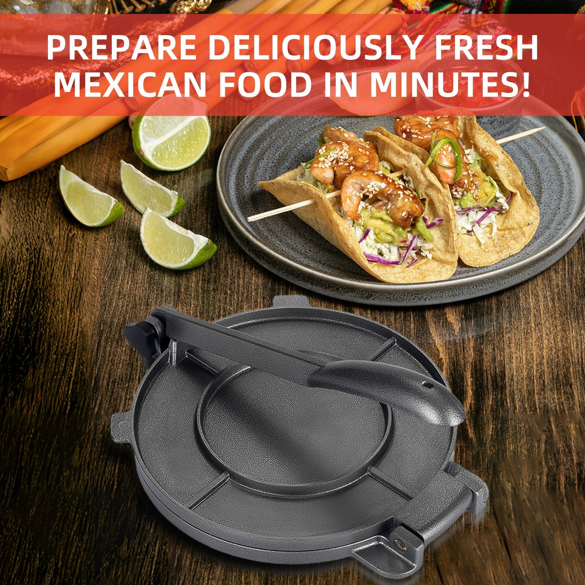 8-inch Heavy Duty Aluminum Tortilla Press U683