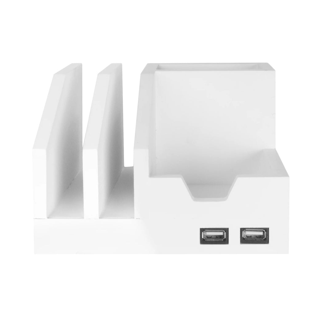 White USB Desk Organizer Storage Rack V488