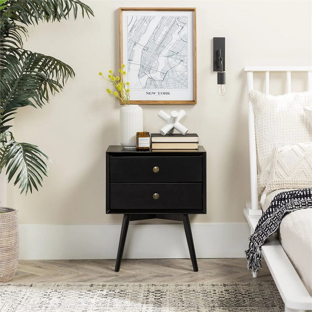 Black 2-Drawer Nightstand X31499