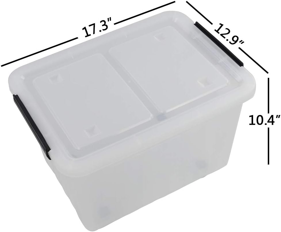 30 L Clear Plastic Storage Box with Wheels, 4-Pack P23981