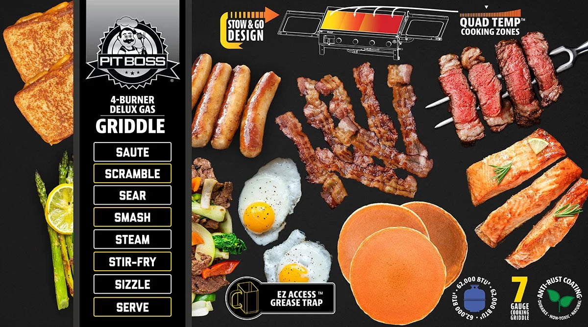 4 Burner Portable Griddle with Foldable Side Shelf H3278