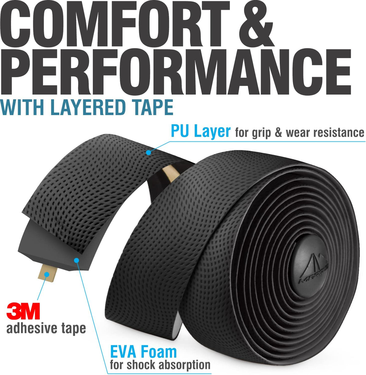 2 Rolls Bike Handlebar Tape with Adhesive Backs and Bar End Plugs K918460