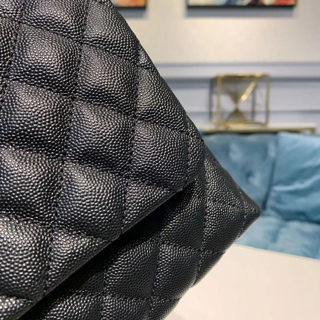 Black Large Flap Bag With Top Handle M32293