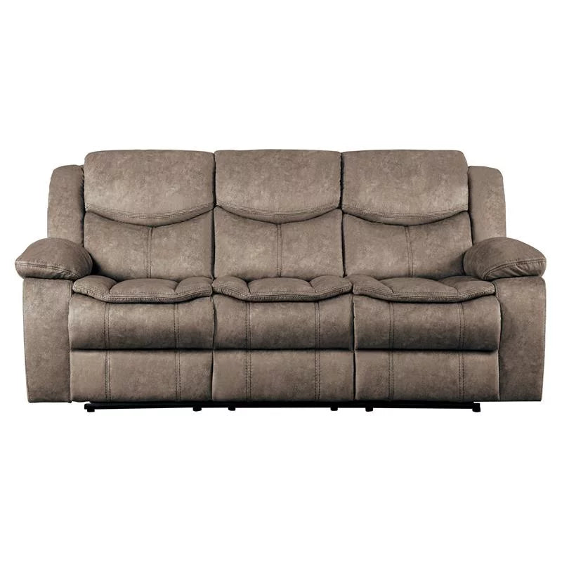 Brown Microfiber Double Reclining Sofa L39172