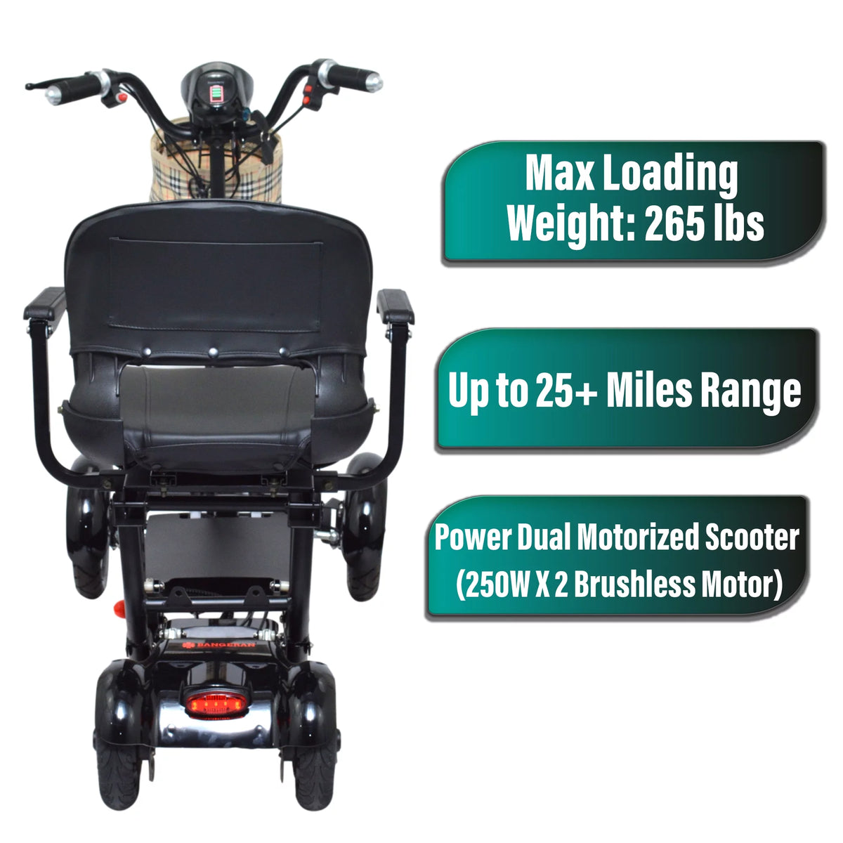 4 Wheel Foldable Powered Mobility Scooter with Seat Z541