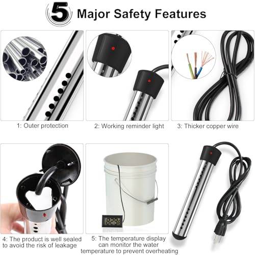 Portable Electric 304 Stainless Immersion Water Heater 2Pack J523
