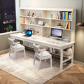 White Wooden Kids Desk and Chair Set with Hutch U480507