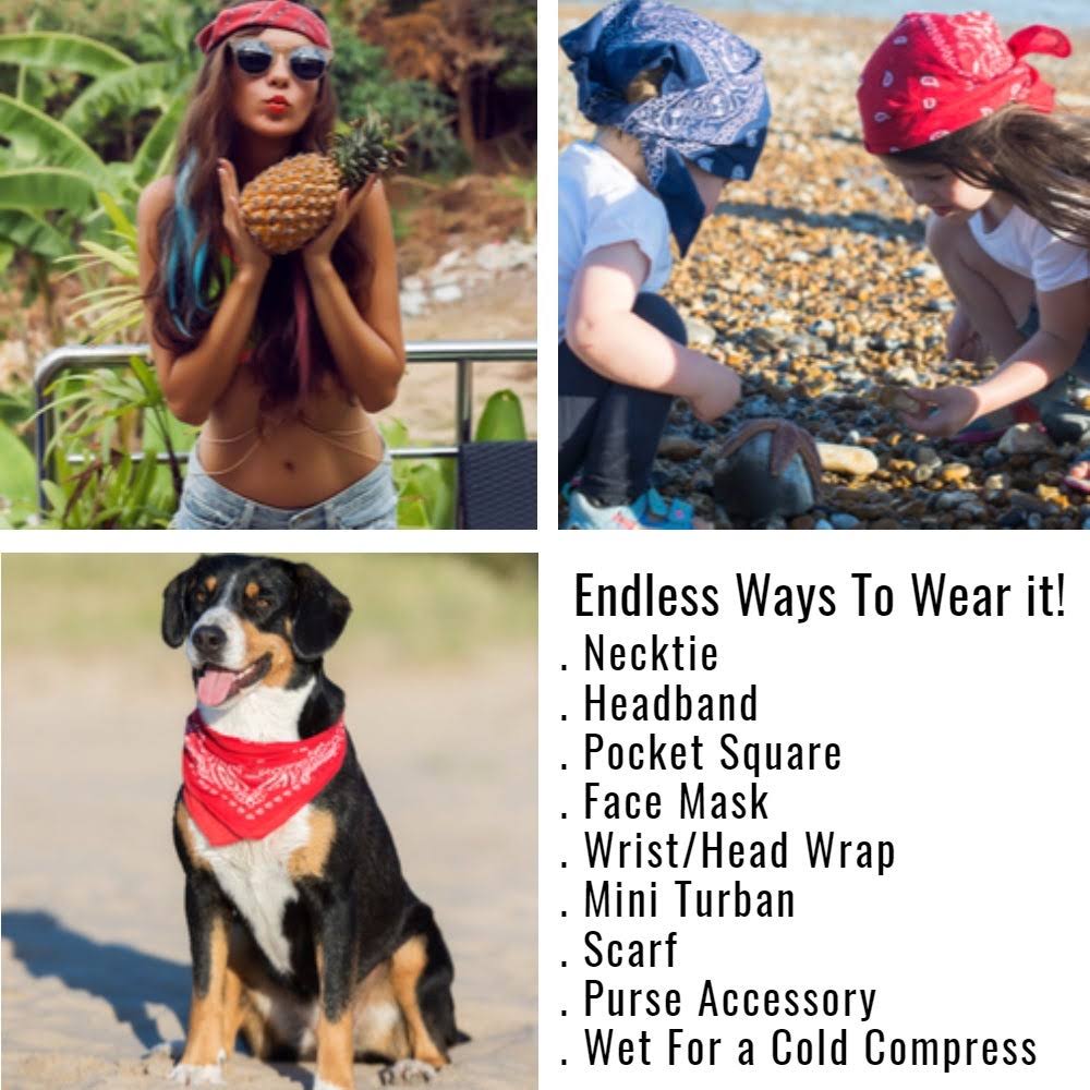 96 Pack 100% Cotton Double Sided Paisley Bandanas P661