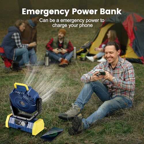 30000mAh Rechargeable Oscillating Camping Fan with LED Lantern H30170