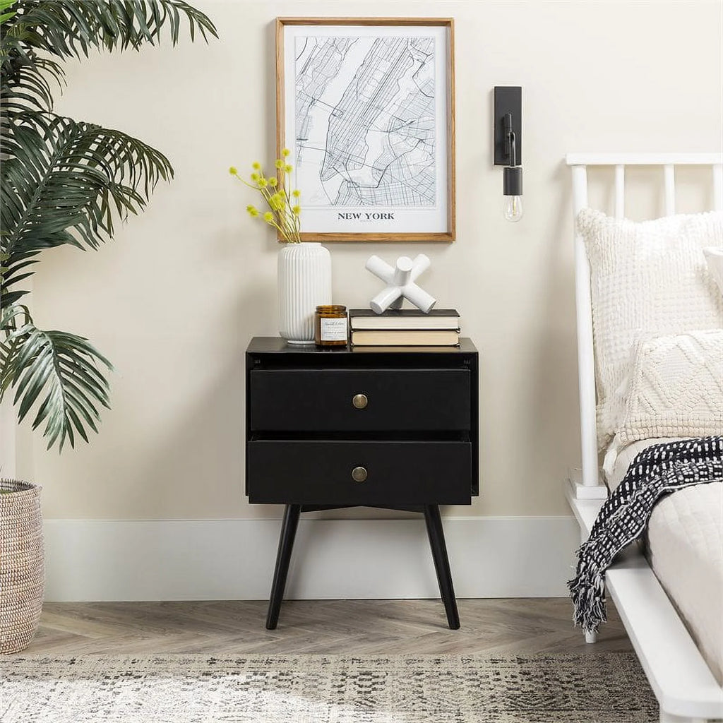 Black 2-Drawer Nightstand X31499