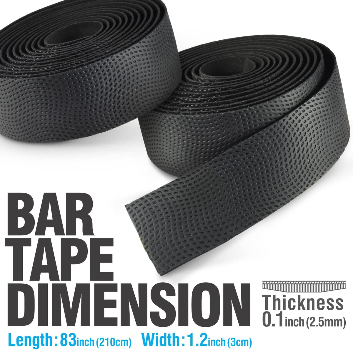 2 Rolls Bike Handlebar Tape with Adhesive Backs and Bar End Plugs K918460