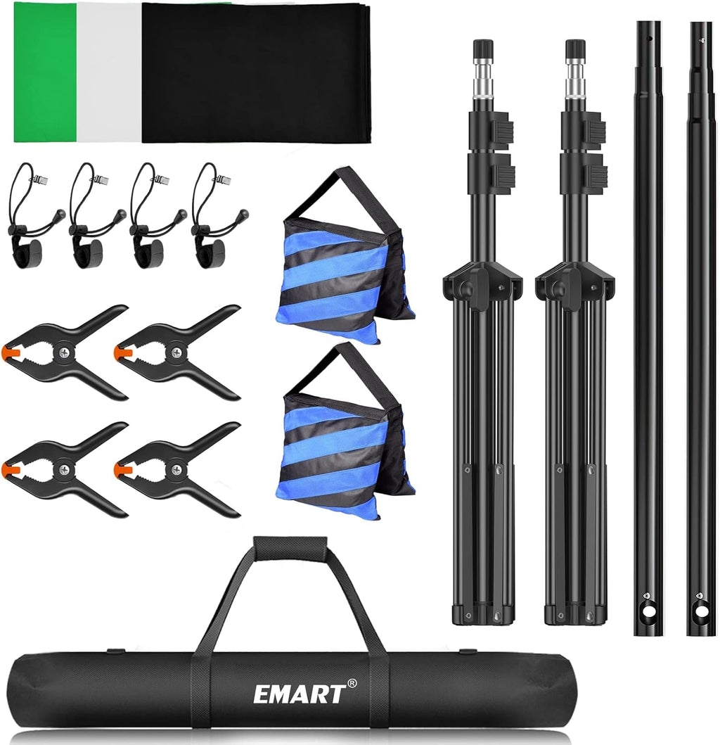 7×10ft Adjustable Photography Backdrop Stand Kit with Polyester Background, Spring Clamps and Carry Bag S687