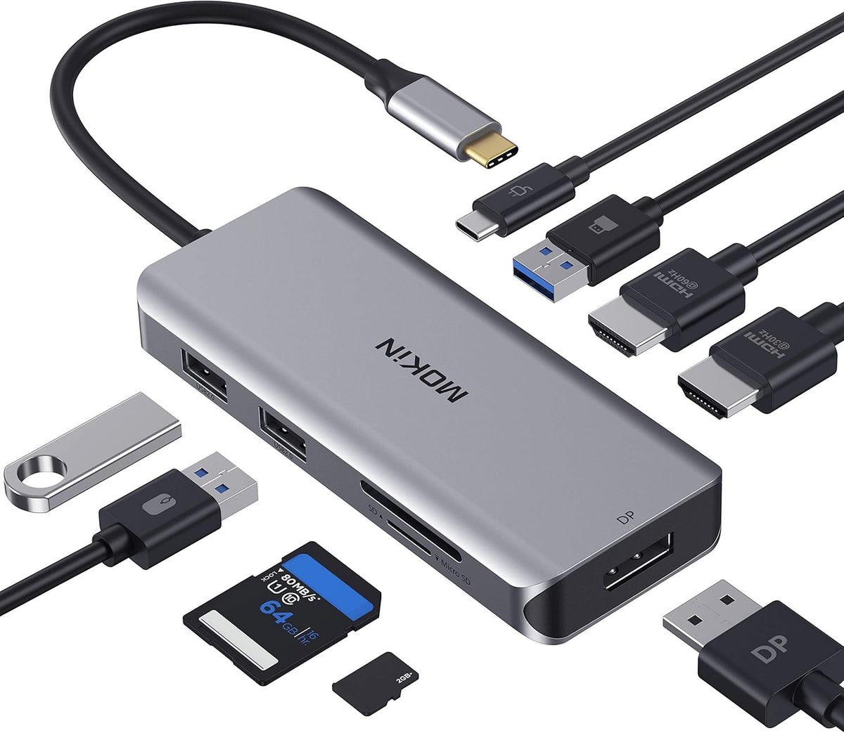 9 in 1 USB C Docking Station with Dual HDMI 4K N513