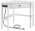 L Shaped Corner Computer Desk with Power Outlets White F356254