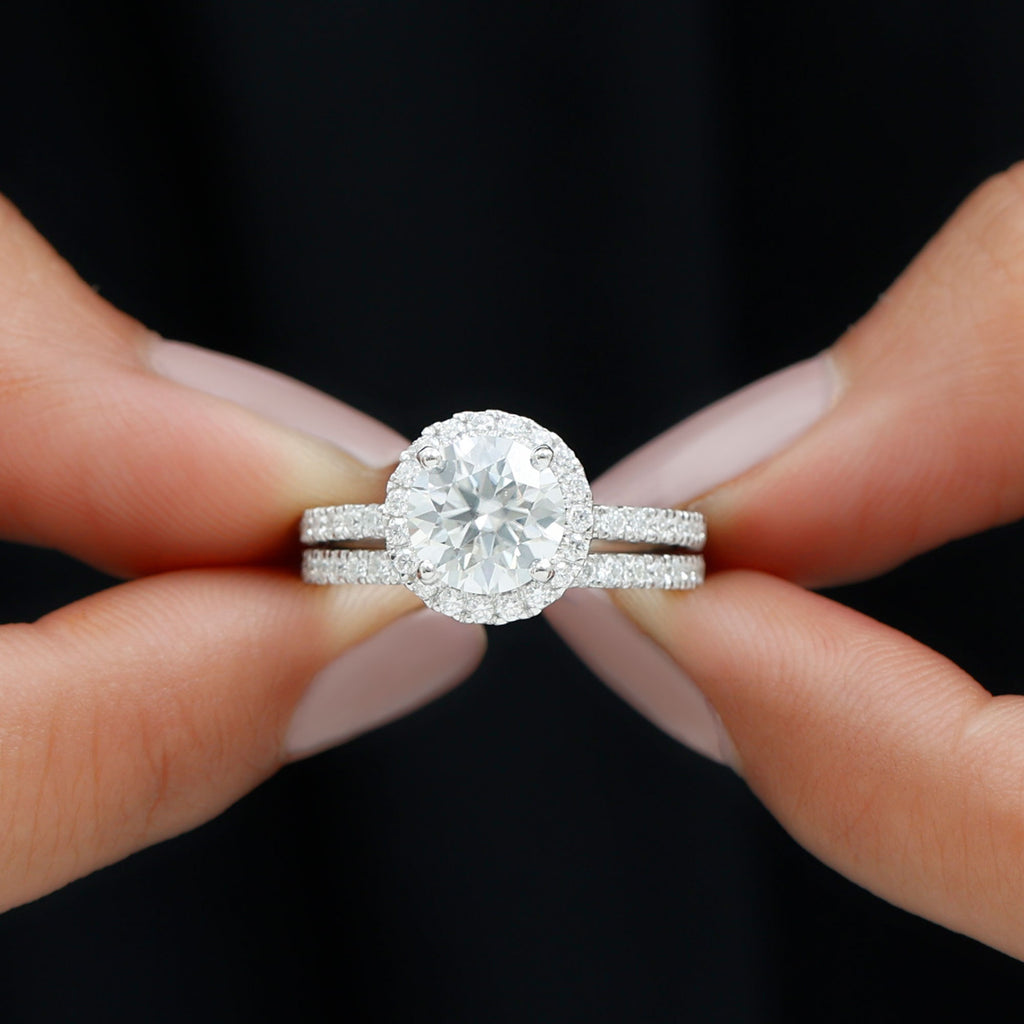 14K White Gold Cubic Zirconia Wedding Ring Set J6760