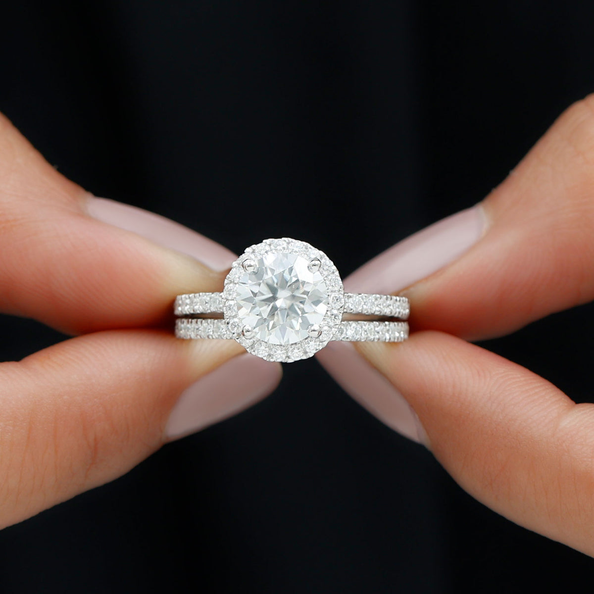 14K White Gold Cubic Zirconia Wedding Ring Set J6760