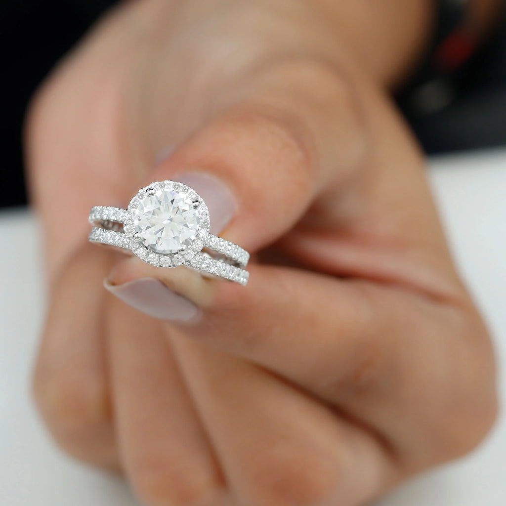14K White Gold Cubic Zirconia Wedding Ring Set J6760