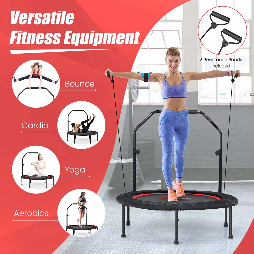 40'' Foldable Trampoline Rebounder with Resistance Bands J769