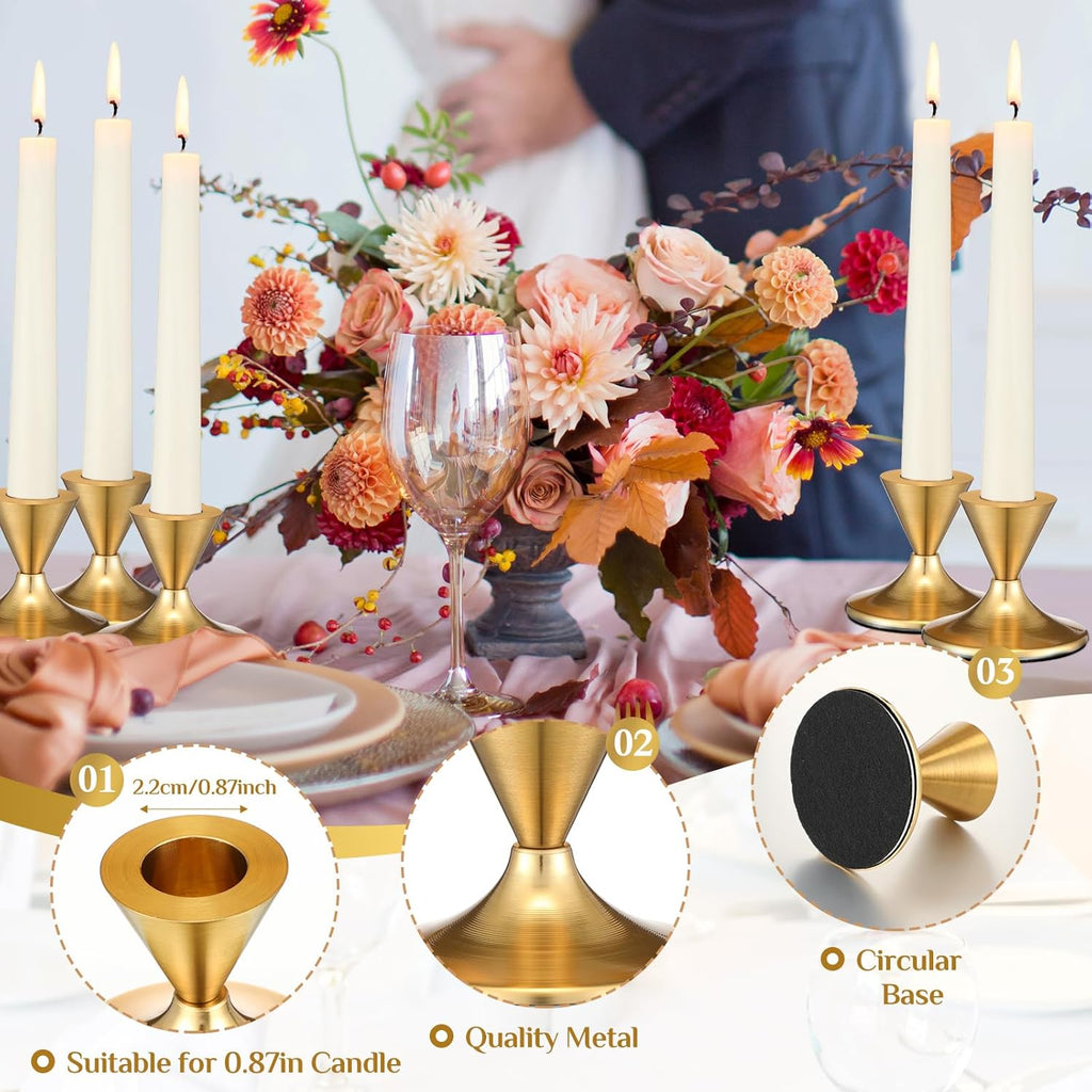 24 Pcs Gold Taper Candle Holders B73097