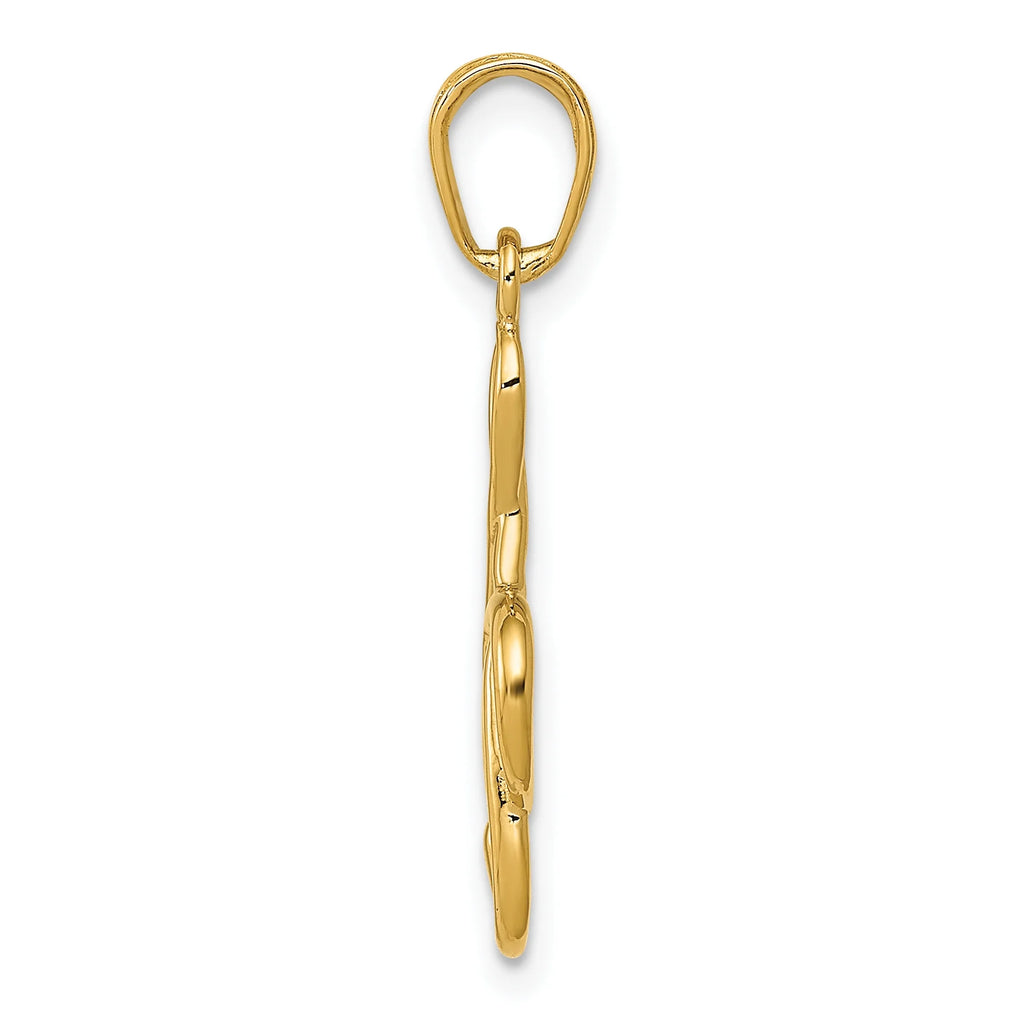 14K Yellow Gold Treble Clef Pendant Charm with Rope Chain Necklace 16'' I18665