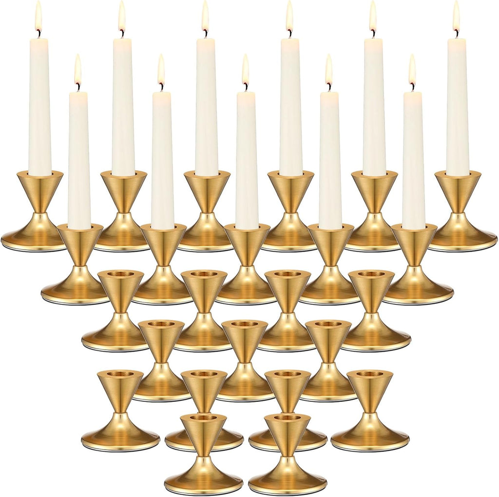 24 Pcs Gold Taper Candle Holders B73097