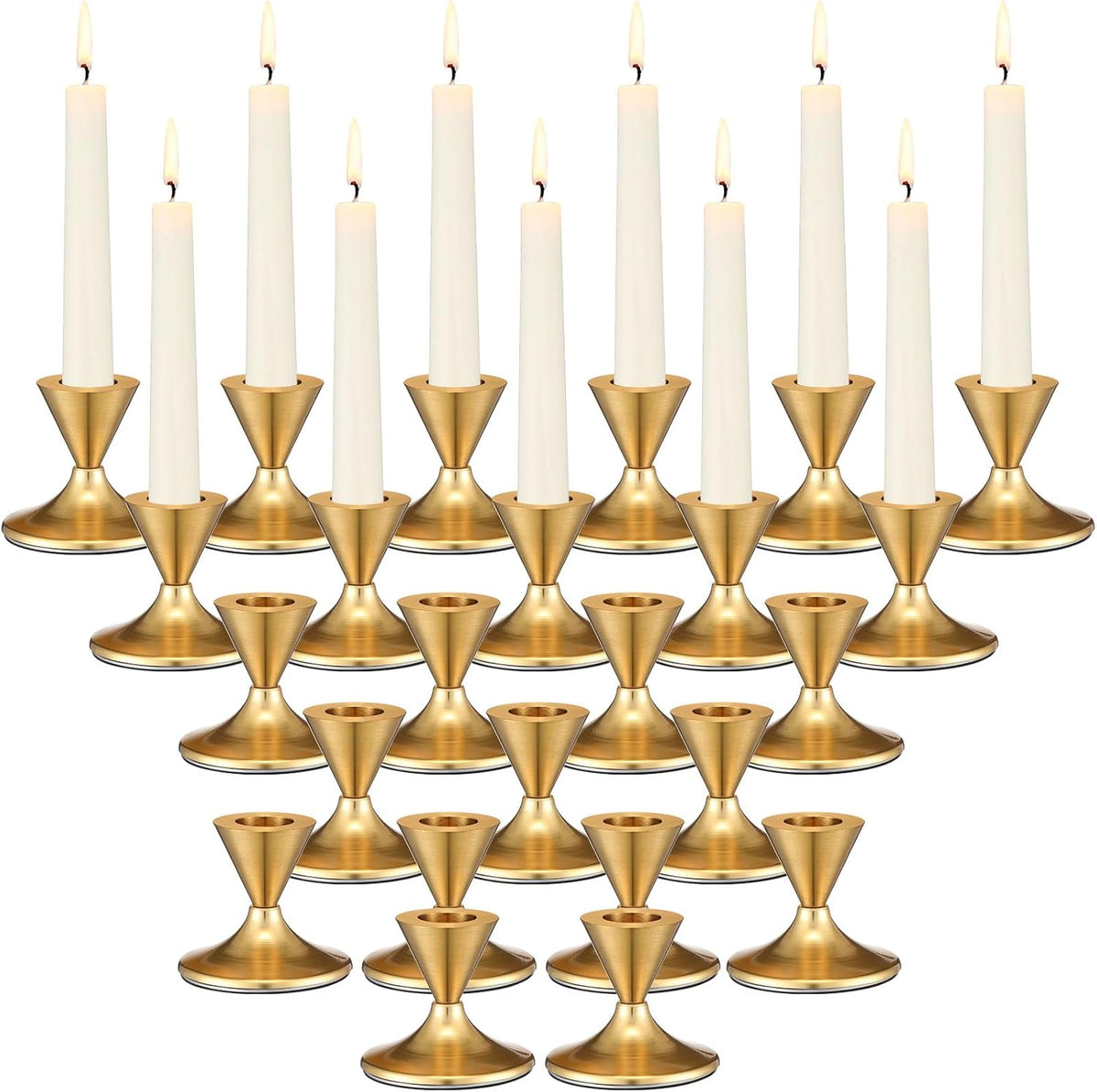 24 Pcs Gold Taper Candle Holders B73097