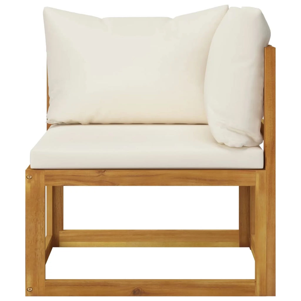 Sectional Corner Sofa with White Cushion Acacia Wood E6207