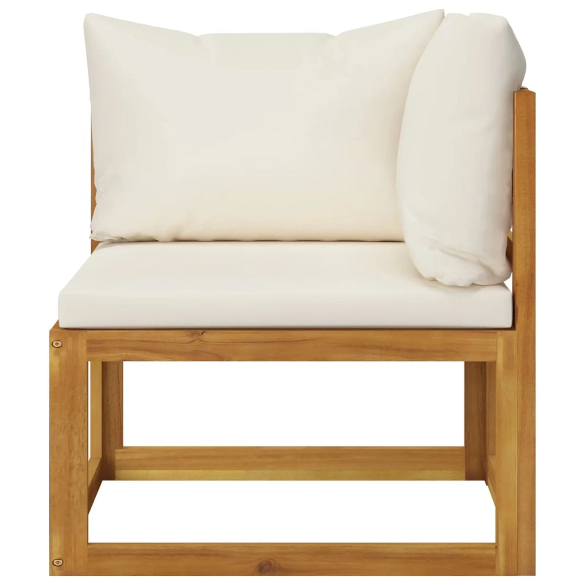 Sectional Corner Sofa with White Cushion Acacia Wood E6207