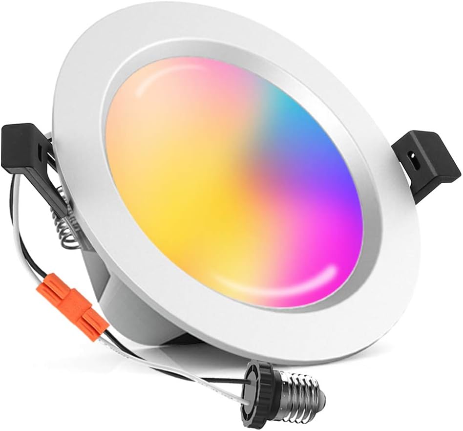 6 Inch RGBCW Dimmable LED Recessed Downlight, 4 Pack G623717