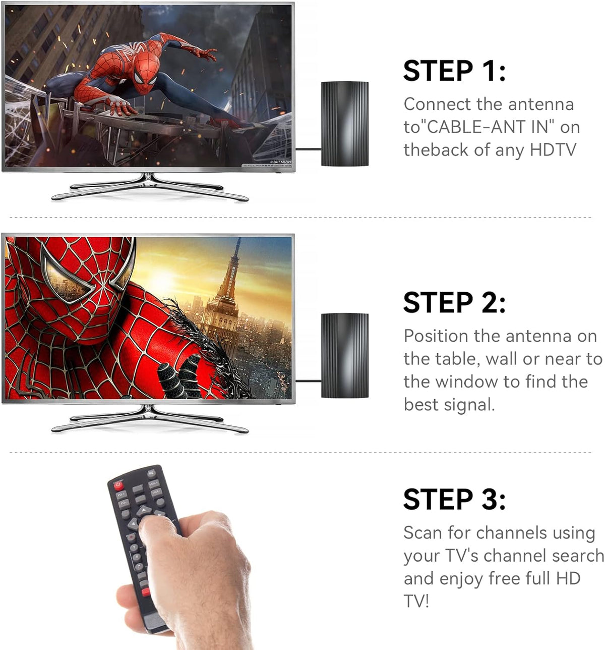 Digital HD TV Antenna 400 Miles Range Indoor Outdoor 4K 1080P with 28ft Coaxial Cable F144645