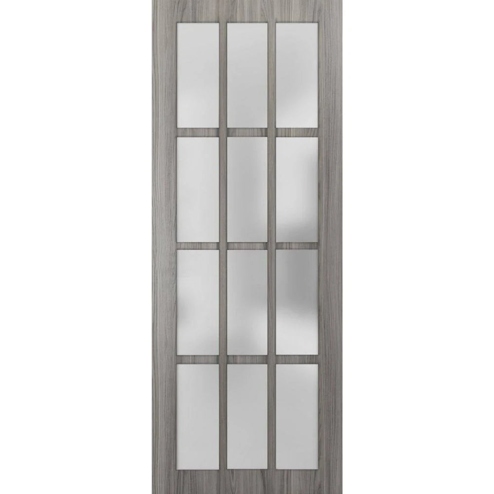 Frosted Glass 12 Lites Slab Barn Door Panel X3692