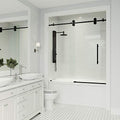 Matte Black Frameless Sliding Rectangle Tub Door with Clear Tempered Glass and Stainless Steel Hardware L88375