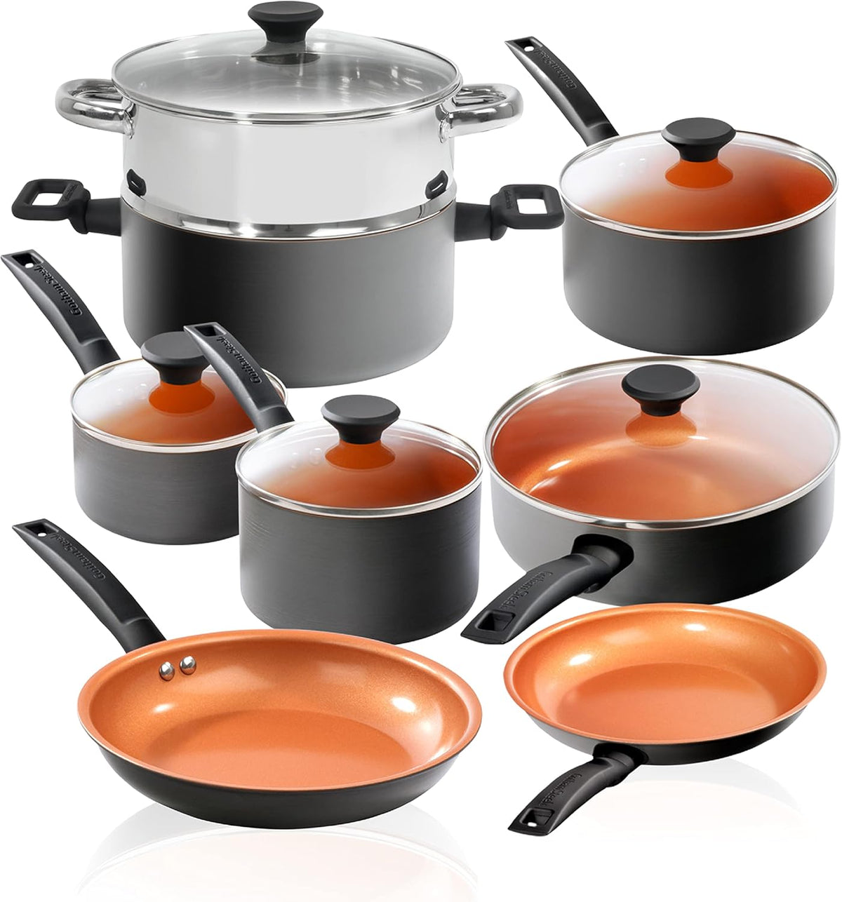 13 Piece Non Stick Hard Anodized Ceramic Cookware Set S6539