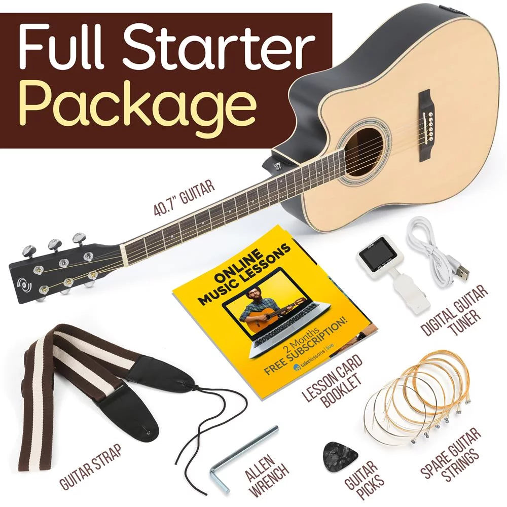 41” Steel String Spruce Wood Acoustic Electric Cutaway Guitar P403