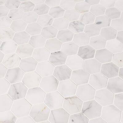 Calacatta Cressa Hex Honed Marble Mosaic Tile C9985
