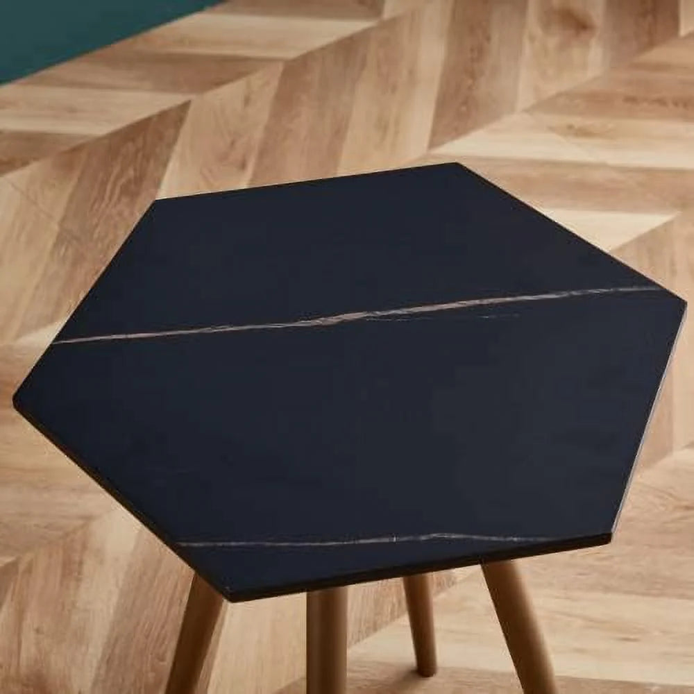 Faux Marble End & Side Table with Dark Metal Legs G21838