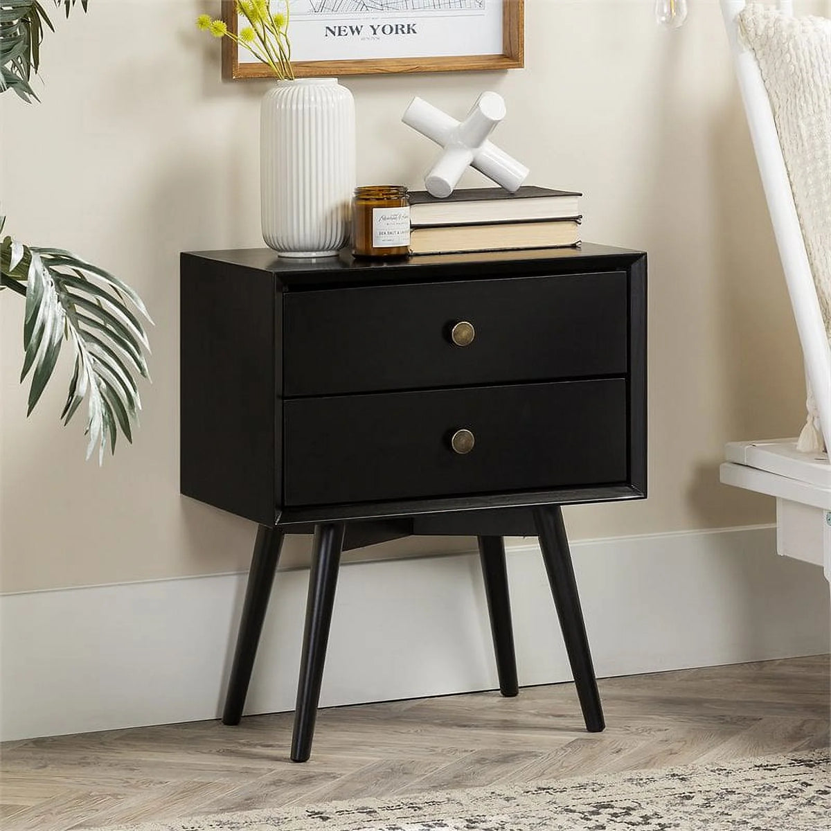 Black 2-Drawer Nightstand X31499