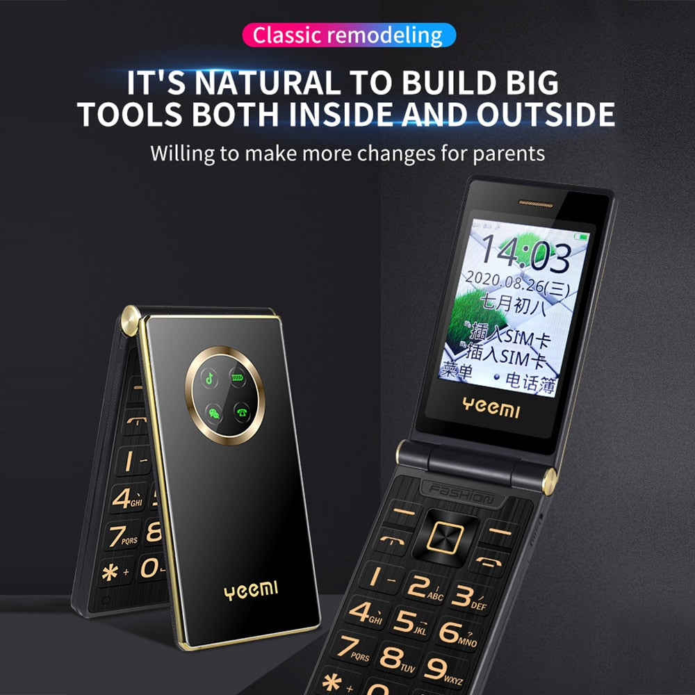 Black GSM Flip Cellphone with SOS Call, Speed Dial, Flashlight, Large Key V38286