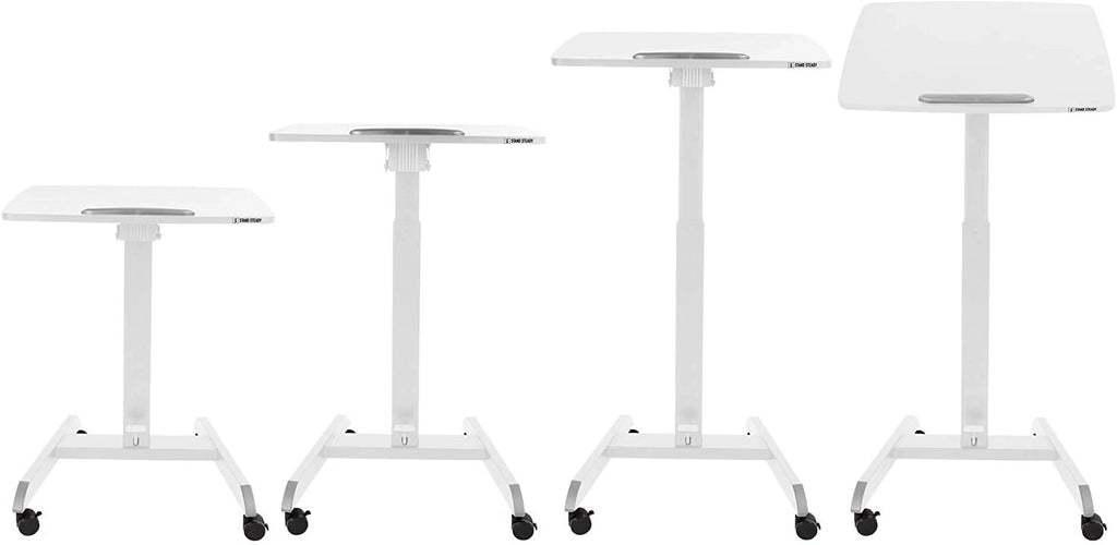 White Multifunctional Mobile Podium with Pneumatic Height Adjustments P369742