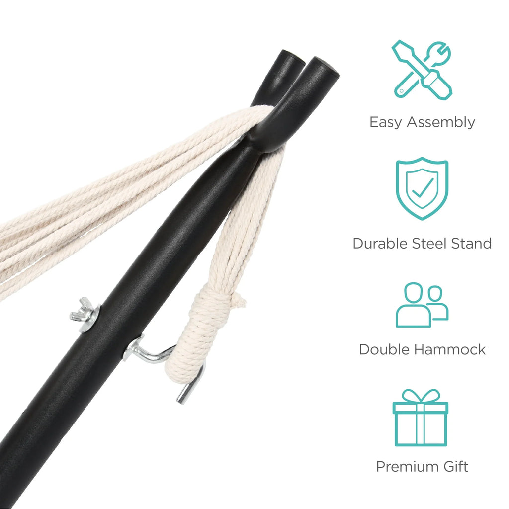 Cotton 2-Person Hammock with Steel Stand 450lb Capacity T642