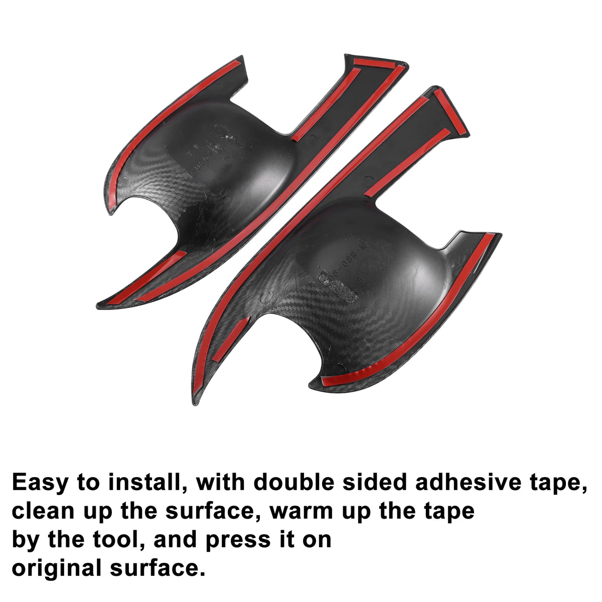 4 Pcs Carbon Fiber Pattern Black Door Handle Bowl Cover Trim Protector P96311