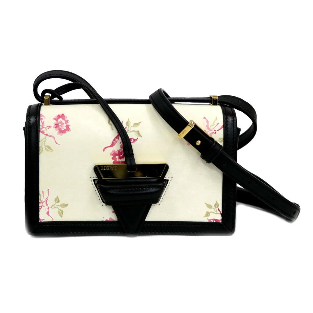 Pre-Owned White Flower Pattern Shoulder Bag K525