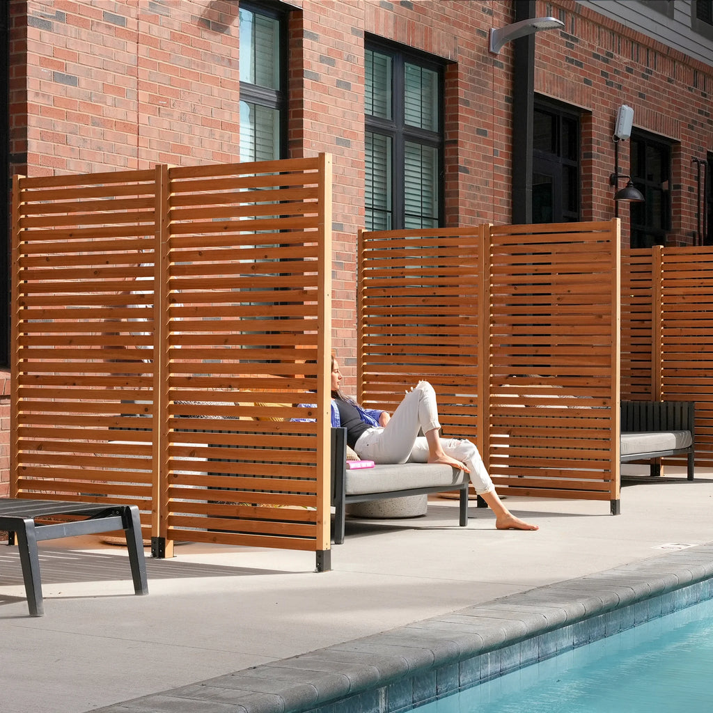 6 ft H x 3 ft W Slatted Wood Privacy Screen Kit (1 Panel) J726