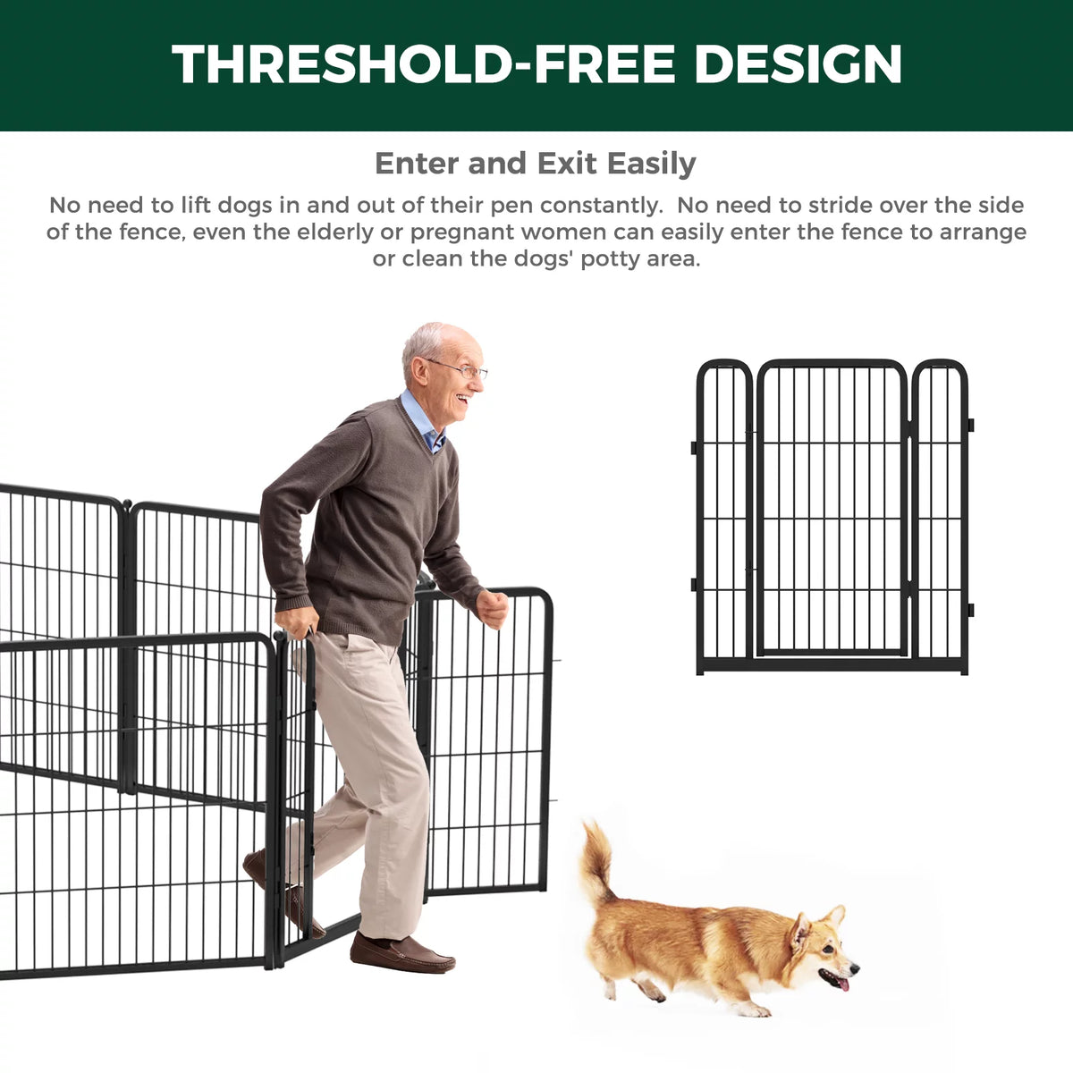 8 Panel 32" Height Dog Playpen with Silicone Foot Pads and Muffler Tubes W831571