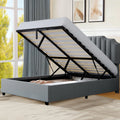 King Lift Up Storage Velvet Upholstered Platform Bed Frame L56597