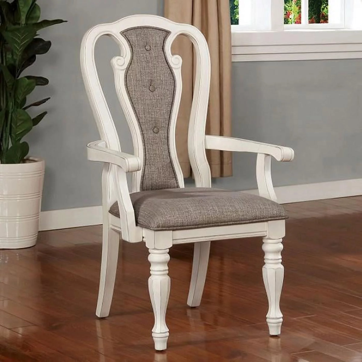 White Wash & Walnut 7pcs Dining Room Set N522404